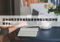 区块链数字孪生龙头股票有哪些公司[区块链数字化]